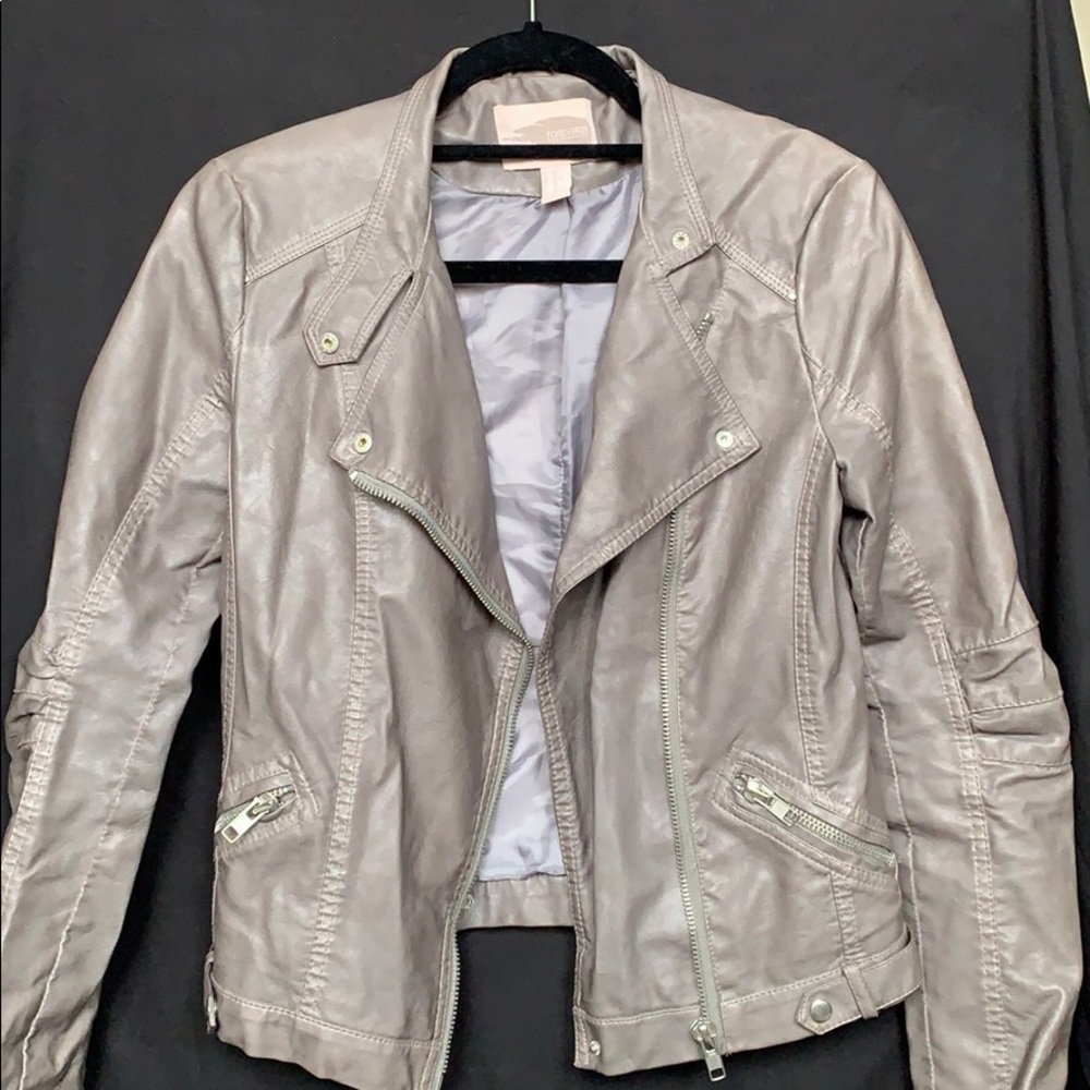 Edgy grey leather jacket